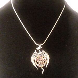 Vintage Silver Dragon Pendant Necklace on Sterling Chain